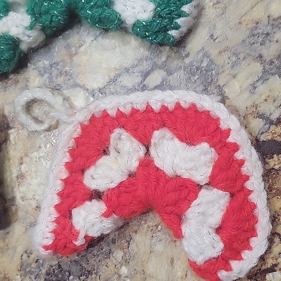 Miniature Christmas Stockings Ornaments.  Set of 3 plus 2 hand crocheted - Picture 5 of 6
